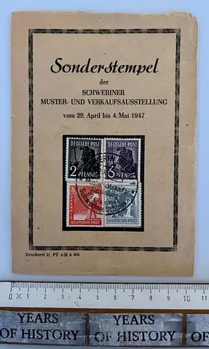 Sonderstempel der Schweriner Muster u. Verkaufsausstellung April bis Mai 1947