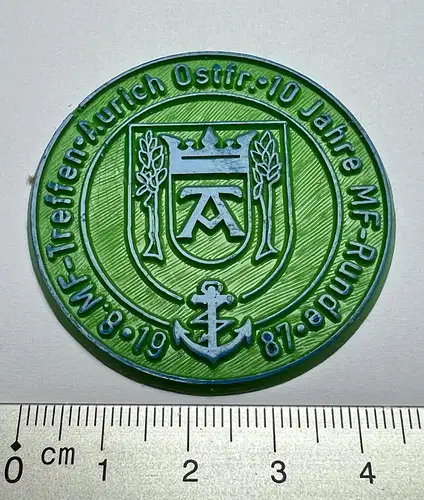 8. MF Marinefunker Treff Aurich Ostfriesland 1987 Sticker Pin Kunststoffplakette
