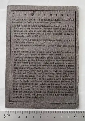 Aurich Wandergewerbeschein 1945 Bild Bergmann Zeche König Ludwig Recklinghausen