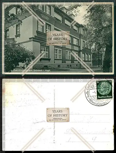 Orig. AK Grünenbach Muldenberg im Vogtland Post Erholungsheim 1935 gelaufen