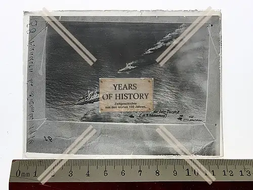Orig. Glas Dia Geschwader beim Vorstoß Kriegsschiffe Skagerrak englischer Kana