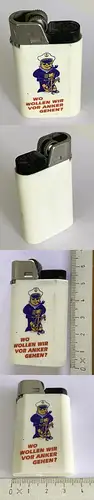 Altes Feuerzeug Lighter Käptn Brass Wo wollen wir vor Anker gehen? Mechanik nich