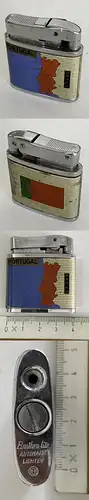 Altes Feuerzeug Lighter Brother Lite Automatic Lighter Portugal Landkarte  Mecha