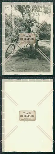 Altes Foto junger Mann mit Rennrad Fahrrad 
