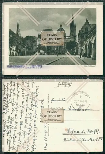 AK Aachen Dom mit Katschhof Rathaus Feldpost gelaufen 1942