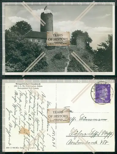 Foto AK Burg Wirtschaft gel. 1943 Staufeneck Ruine Spornburg Salach Göppingen 