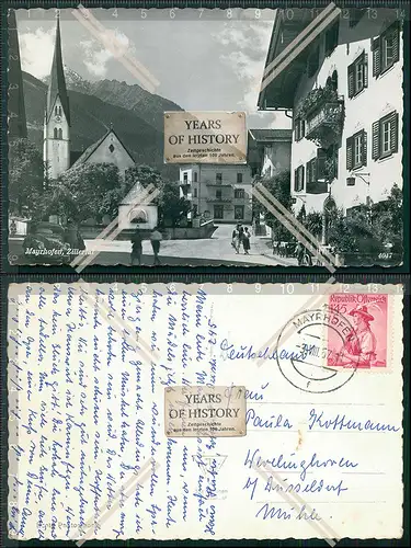 Foto AK Mayrhofen Zillertal Tirol Kirche Gasthaus Zillergrund im Hintergrund Ka