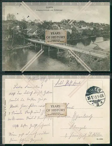 AK Guben Niederlausitz Neißeberge Achenbachbrücke 1915 Feldpost gelaufen