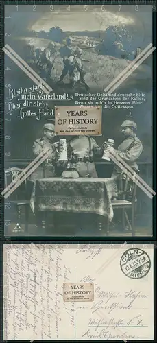 AK 1. WK Soldaten Bier trinken kämpfen bleibe stark mein Vaterland über dir s