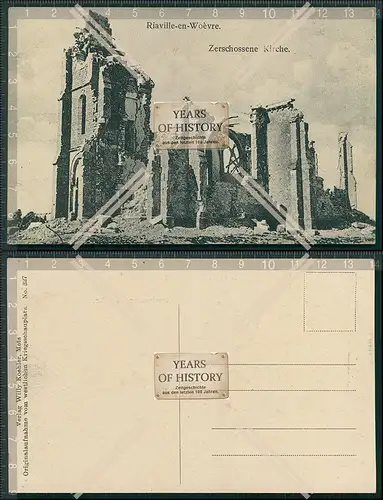 AK  Riaville-en-Woevre Zerschossene Kirche-1916 Verlag Willy Koehler Metz