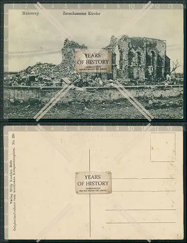 AK 1. WK Maizeray zerschossene Kirche 1916