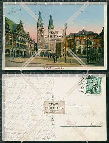 AK Bremen Marktplatz 1926 gelaufen