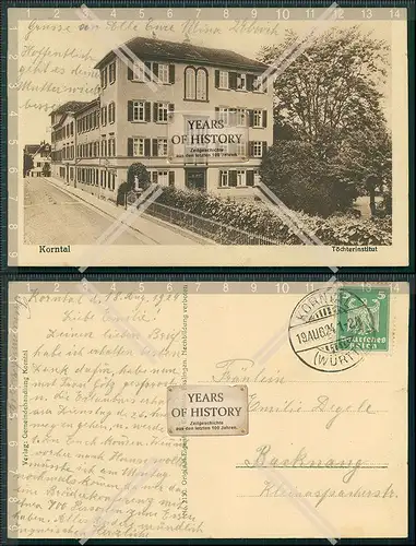 AK Korntal Münchingen im Strohgäu Töchterinstitut 1924 gelaufen