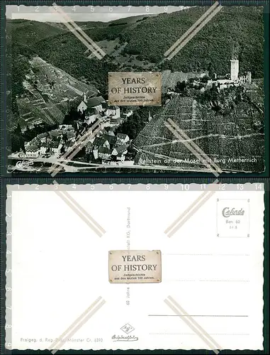 Foto AK Beilstein Mosel Cekade Karte Burg Metternich Weinberge Luftbild vom Ort