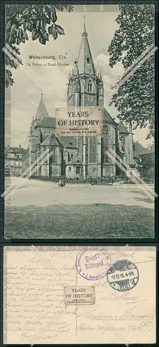 AK Weißenburg Wissembourg Elsass Sankt Peter Paul Kirche 1915 Feldpost  gelauf