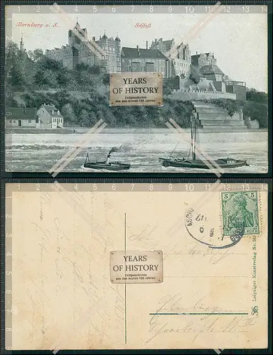 AK Bernburg an der Saale Schloss 1912 gelaufen Bahnpost