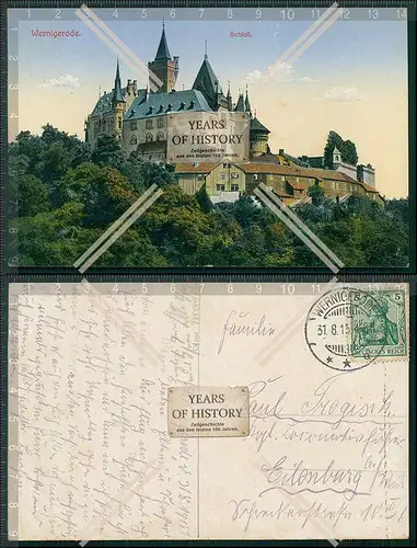 AK Wernigerode im Harz Schloss 1915 gelaufen