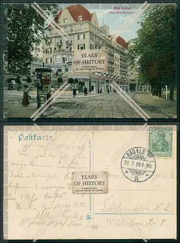 AK Bad Elster Palast Hotel Wettiner Hof 1909 gelaufen