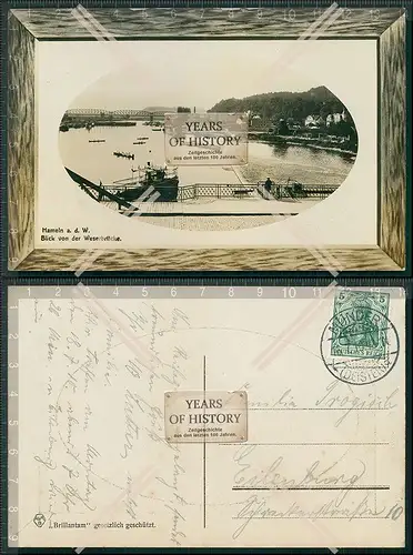 AK Hameln Weser Rahmen Blick von Weserbrücke 1910 Münder Deister gelaufen