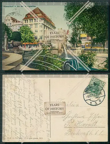 AK Düsseldorf an der Königsallee 1914 gelaufen