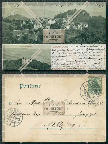 AK Lindenfels im Odenwald 1903 gelaufen Villa Einsiedel Panorama