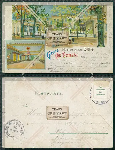 AK Litho Berlin Tiergarten Etablissement Zelt 4 Inh. Chr. Demski 1904 gelaufen 