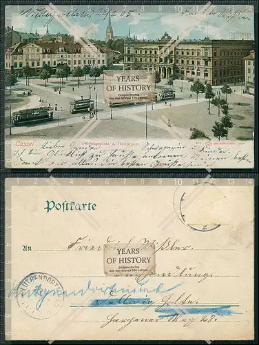 AK Kassel Straßenbahn Königsplatz Hauptpost 1905 gelaufen