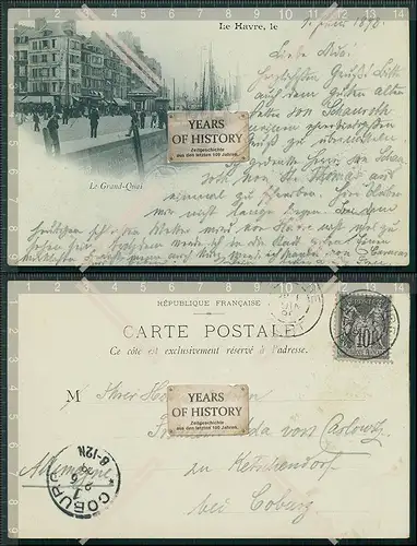 AK Le Havre Frankreich Normandie 1898 gelaufen Hafen