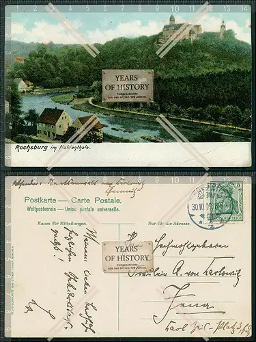 AK Schloss Rochsburg 1899 Zwickauer Mulde Lunzenau in Sachsen 1899 gelaufen