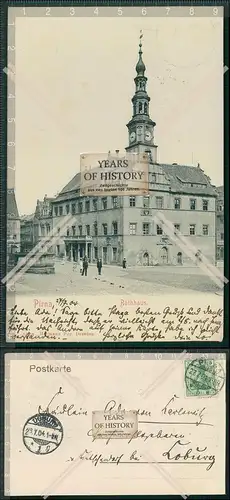 AK Pirna in Sachsen Rathaus Straßenansicht 1904 gelaufen