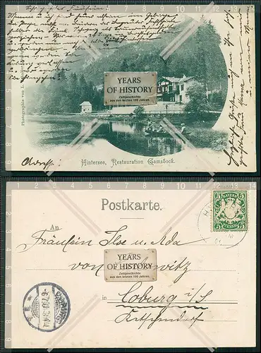 AK Hintersee Ramsau Restauration Gamsbock 1901 gel. Berchtesgadener Land Oberba
