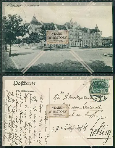AK Bautzen in Sachsen Justizgebäude 1909 gelaufen