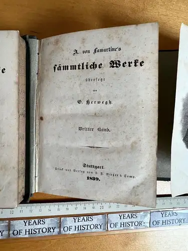 A. v. Lamartine's sämmtliche Werke - 3 Bände übersetzt von G. Herwegh Lamartine