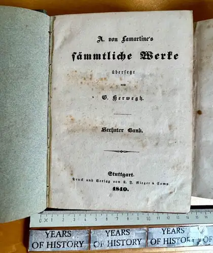 A. v. Lamartine's sämmtliche Werke - 3 Bände übersetzt von G. Herwegh Lamartine