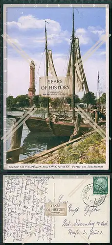 AK Swinemünde Osternothafen am Leuchtturm 1933 gelaufen Westpommern Polen