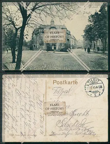 AK Tilsit Memel Ostpreußen Ecke Grabenstraße 1915 Feldpost laufen