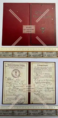 Gesellenprüfungszeugnis Schlosser Freiburg Baden 1907 Albert Fess Gelernt bei 