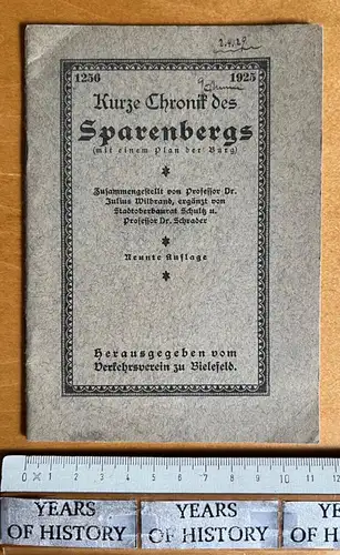 Kurze Chronik des Sparenbergs - 1 farb. Plan d. Burg Bielefeld Julius Wildbrand