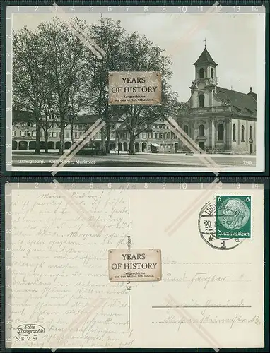 Foto AK Ludwigsburg katholische Kirche Marktplatz Straßenansicht 1933 gelaufen