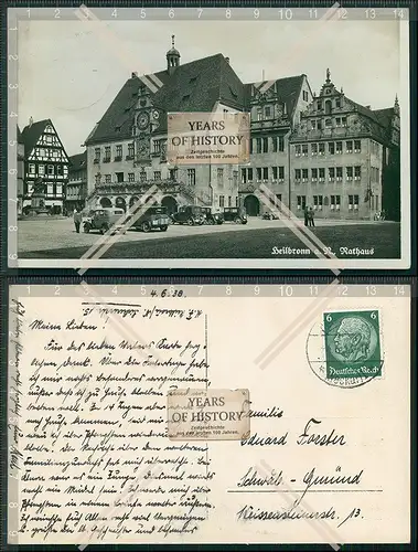 Foto AK Heilbronn Rathaus 1938 gelaufen