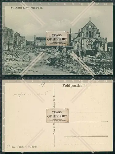 AK 1. WK Feldpost Sainte-Marie-a-Py Marne Grand Est