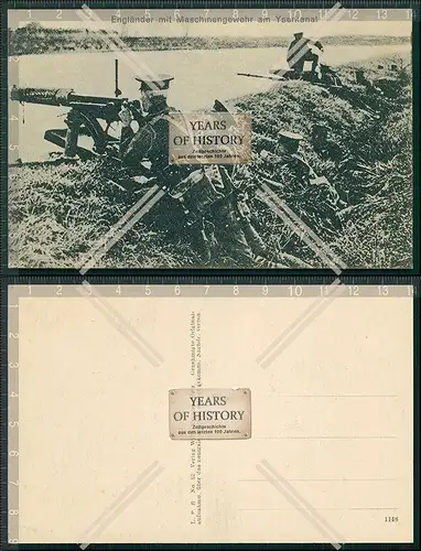 AK 1. WK Feldpost Engländer mit Maschinengewehr MG am Yserkanal Soldaten