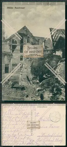 AK 1. WK Feldpost Mühle Aquilcourt Frankreich Zerstörungen 1. Weltkrieg 1916