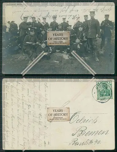 Foto AK  Soldaten aus Bremen Gruppe 1912 gelaufen