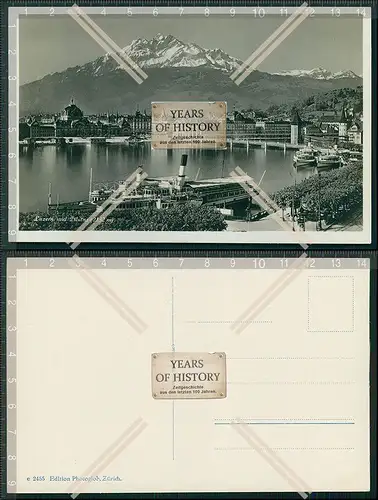 Foto AK Luzern Schweizerhofquai Pilatus Salondampfer Boot Schiff Schwanenplatz 