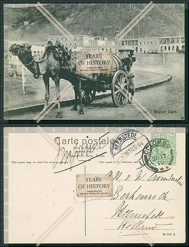 AK Aden Jemen Water Cart Kamel 1910 gelaufen