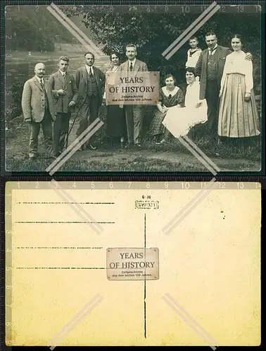 Orig. Foto AK Wandergruppe 1933 Männer Frauen Fluss Weser ? 