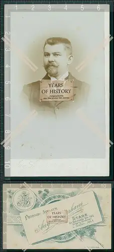 CDV Foto Junger Mann Portrait mit Bart Stade bei Hamburg