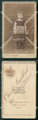 CDV Foto Kleines Mädchen mit Puppenwagen Cuxhaven