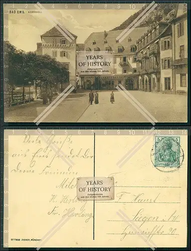 AK Bad Ems Kurhaus Straßenansicht 1911 gelaufen